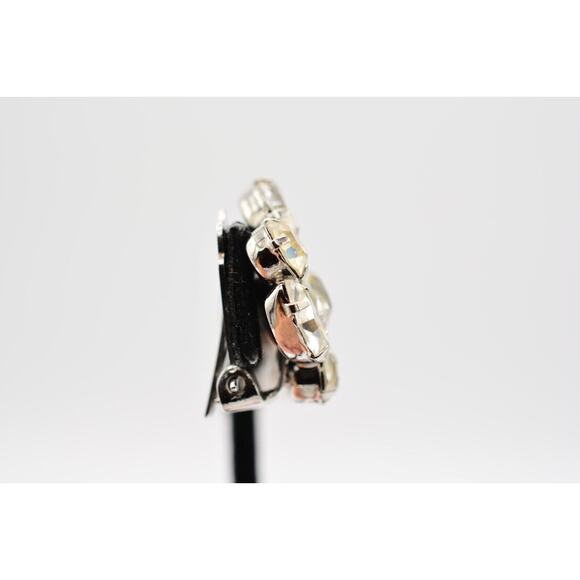Weiss Vintage Crystal Clip On Earrings Prong Rhinestone Sparkling Signed BinAO - Picture 8 of 12